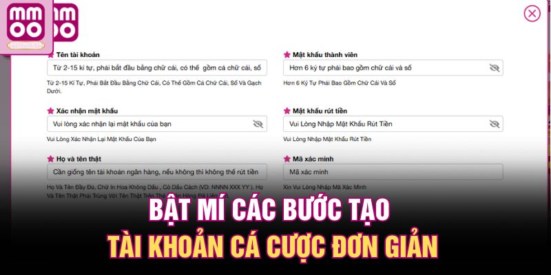 Đăng Ký MMOO | Chỉ Dẫn Tạo Tài Khoản Cá Cược Chỉ 3 Bước 2 Bật mí các bước tạo tài khoản cá cược đơn giản